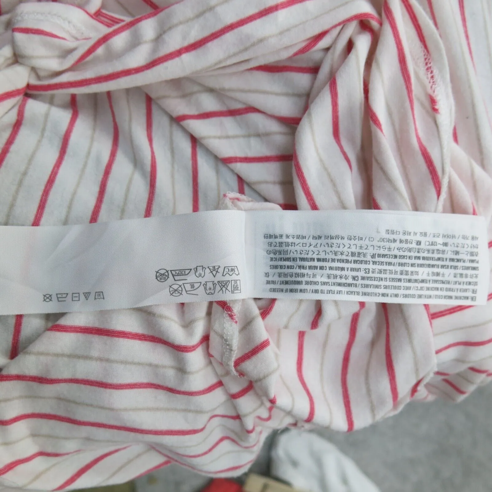 Abercrombie & Fitch Womens Tunic Blouse Top Striped Back Keyhole White Red SZ M