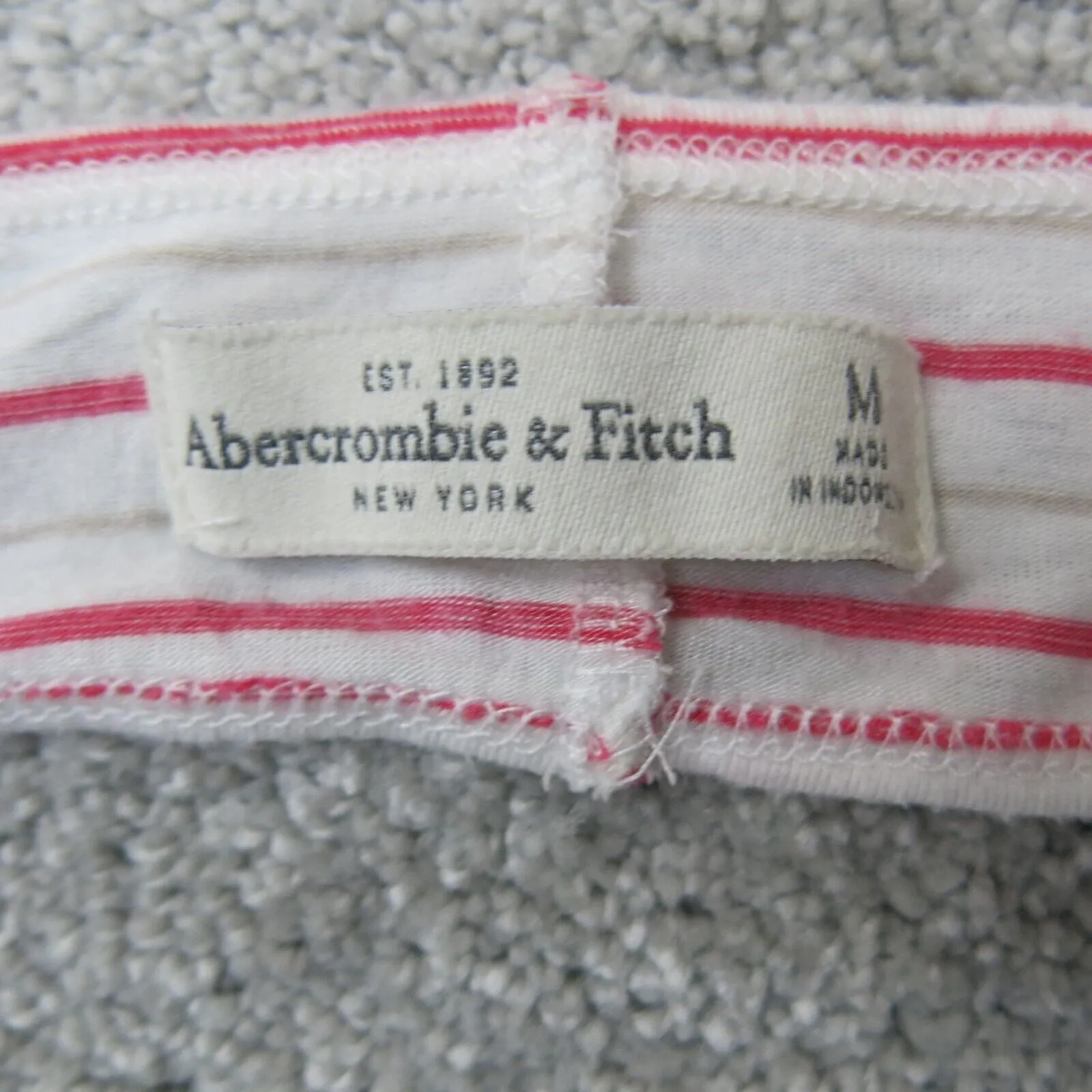 Abercrombie & Fitch Womens Tunic Blouse Top Striped Back Keyhole White Red SZ M