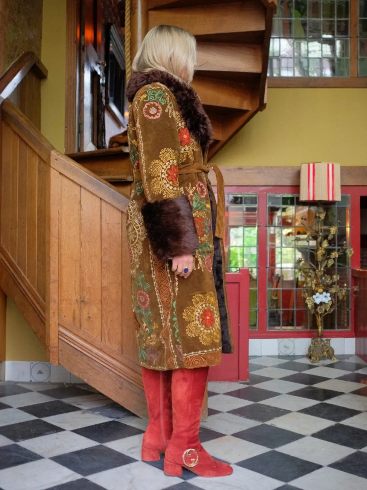 Aisara Wrap Coat - S | Multi Print/Brown