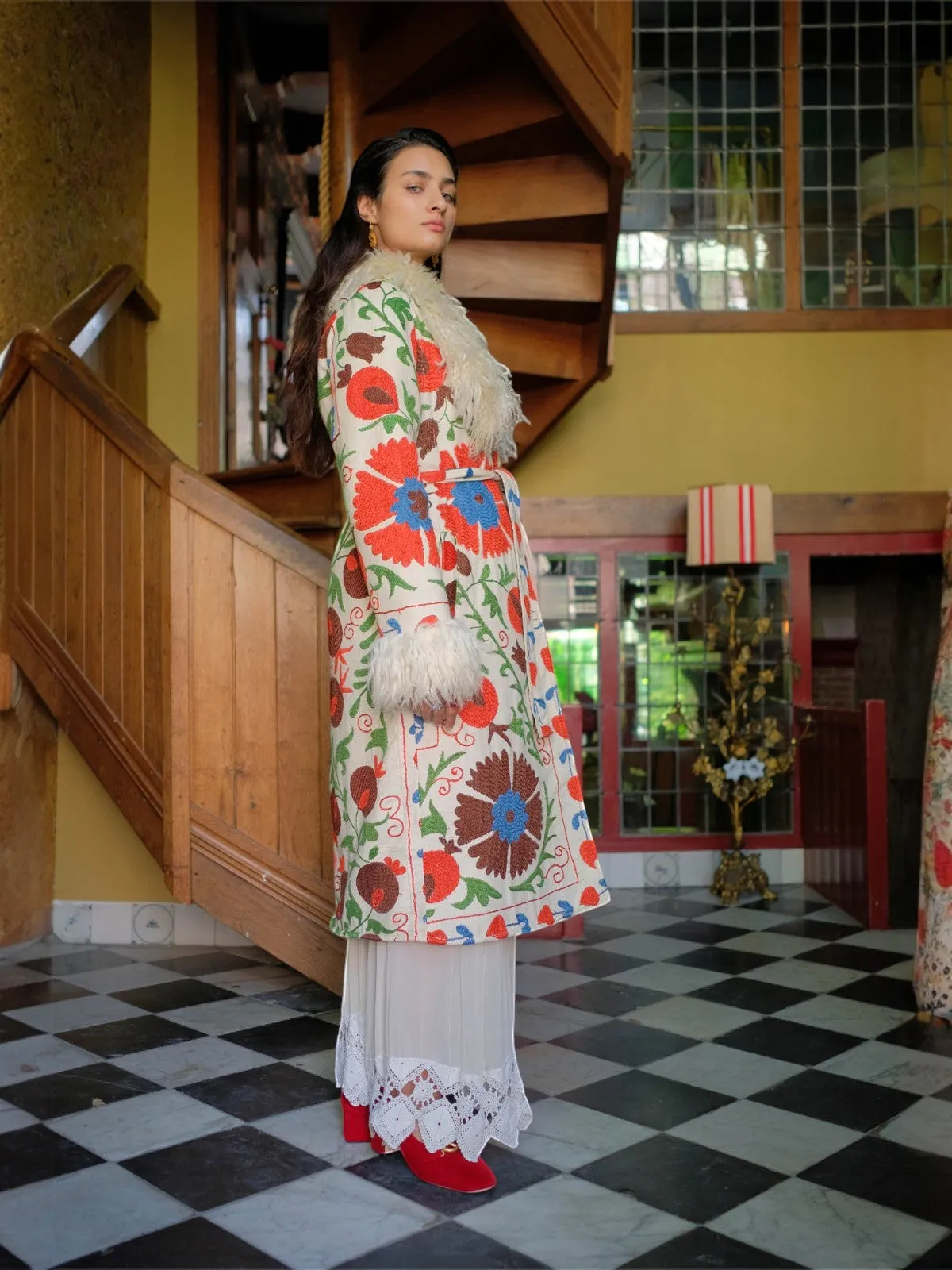 Aisara Wrap Coat - XS/S | Print/Ivory