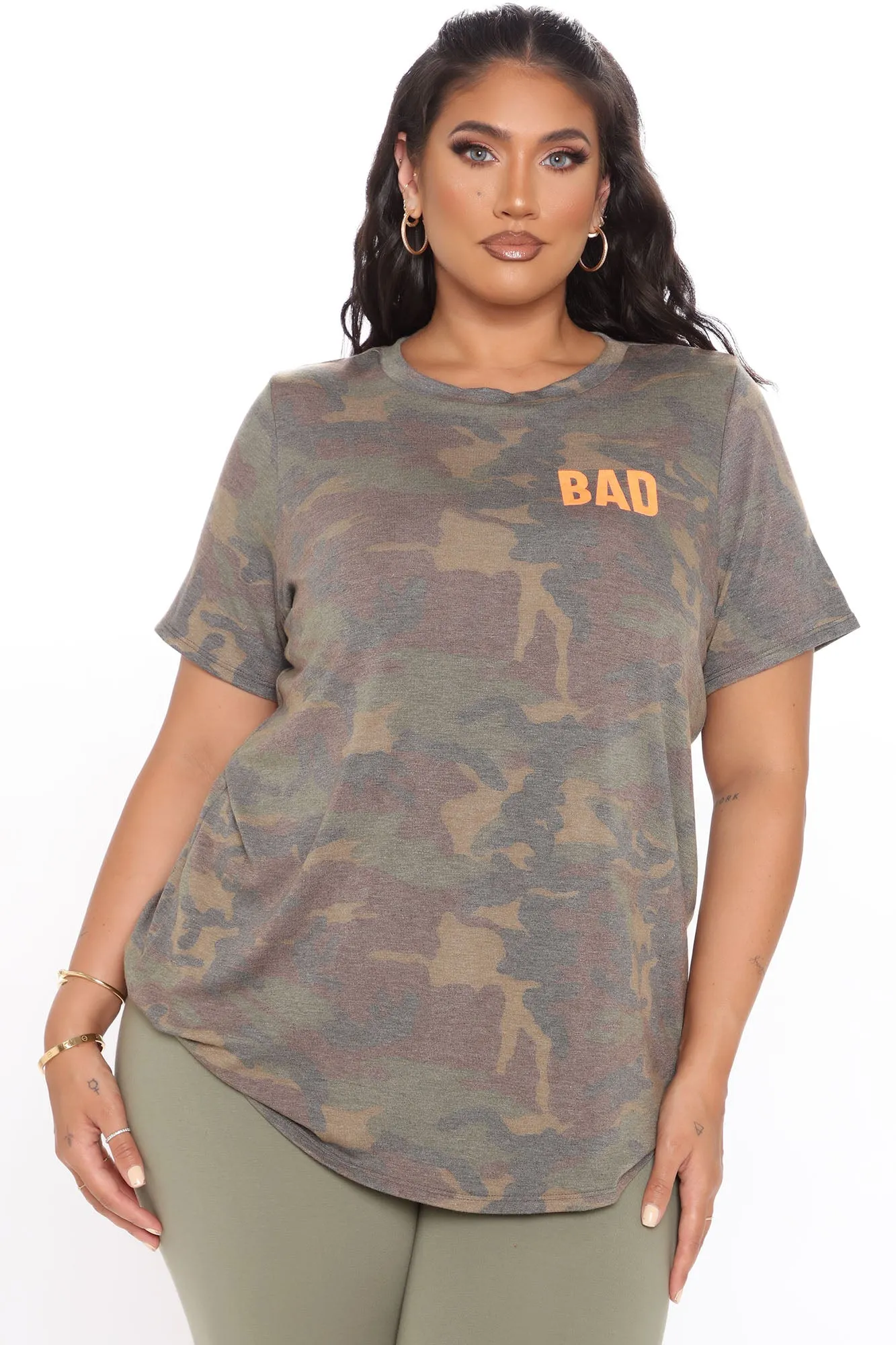 Bad As I Wanna Be Camo Top - Olive/combo
