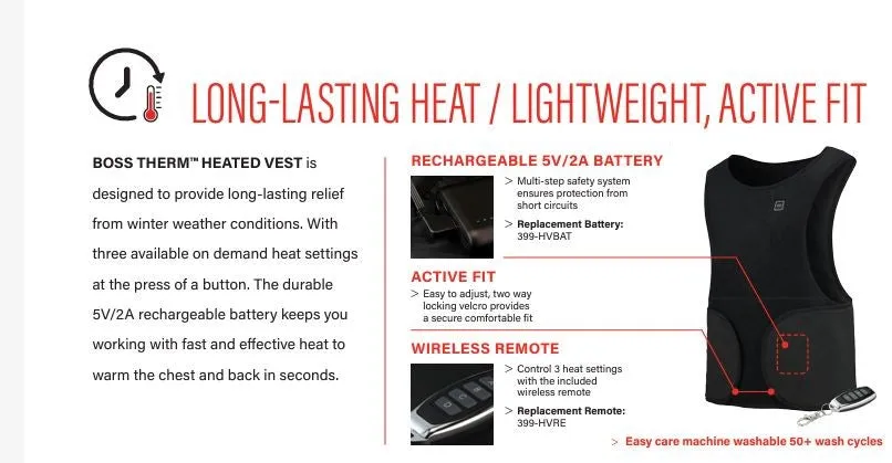 Base Layer Heated Active Fit One Size Workwear Cold Warm Vest