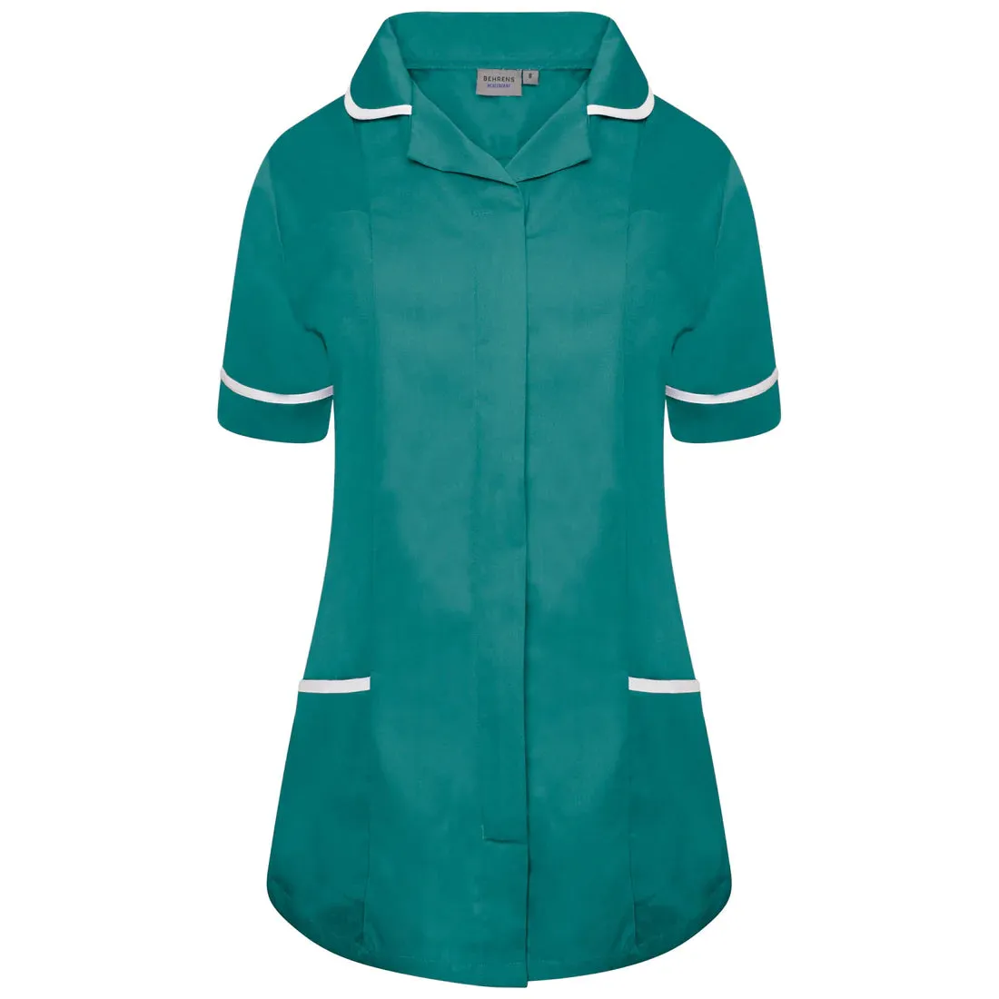 Bottle Green/White Contrast Ladies Tunic with Round Collar - NCLTPS