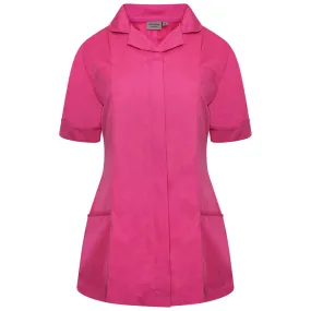 Bright Pink/Bright Pink Contrast Ladies Tunic with Round Collar - NCLTPS