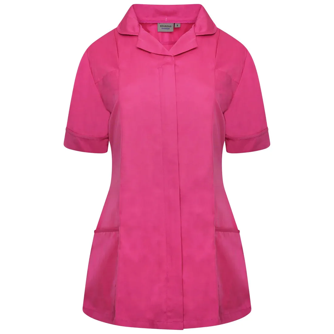 Bright Pink/Bright Pink Contrast Ladies Tunic with Round Collar - NCLTPS