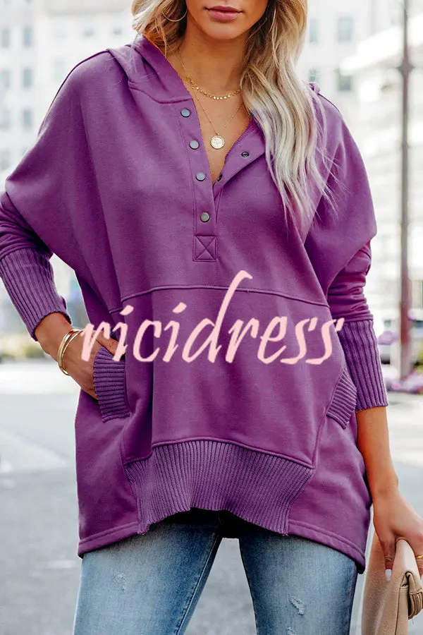 Coffee Perks Cotton Pocketed Henley Hoodie