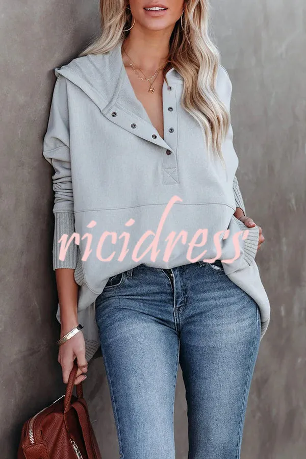 Coffee Perks Cotton Pocketed Henley Hoodie