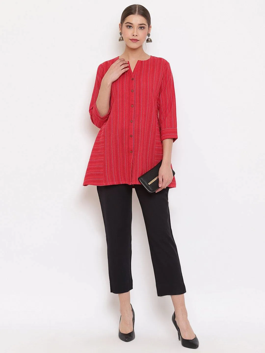 Cotton Red Printed Tunic