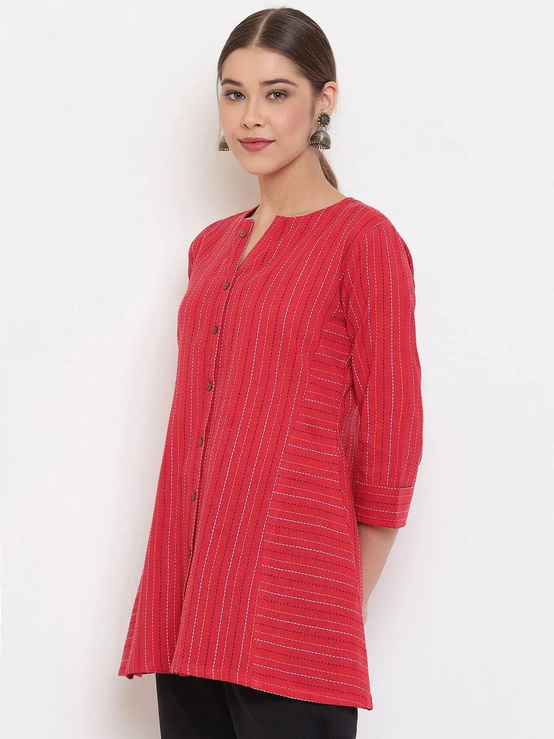 Cotton Red Printed Tunic