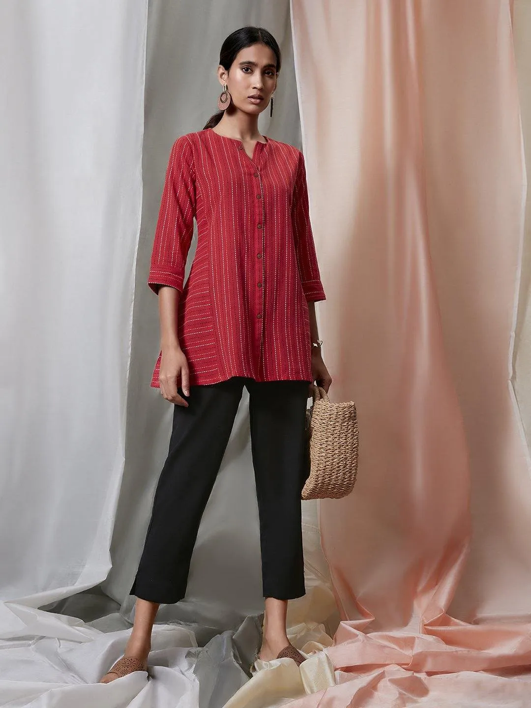 Cotton Red Printed Tunic