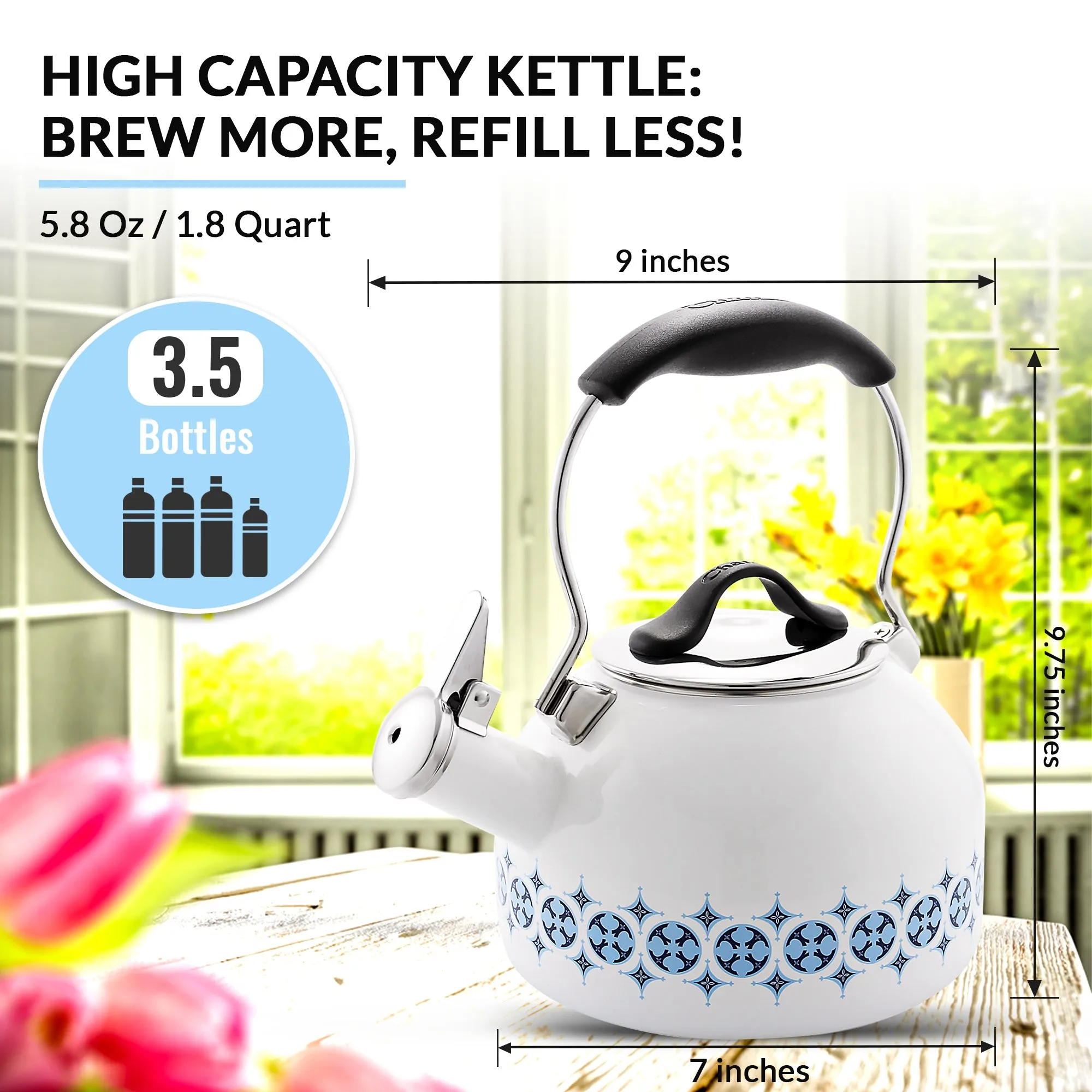 Enamel-on-Steel Talavera Teakettle (1.8 Qt.)