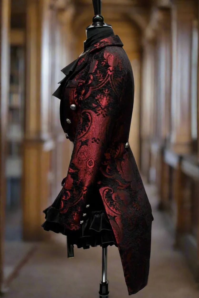 HARLEQUIN TAILCOAT - RED/BLACK TAPESTRY
