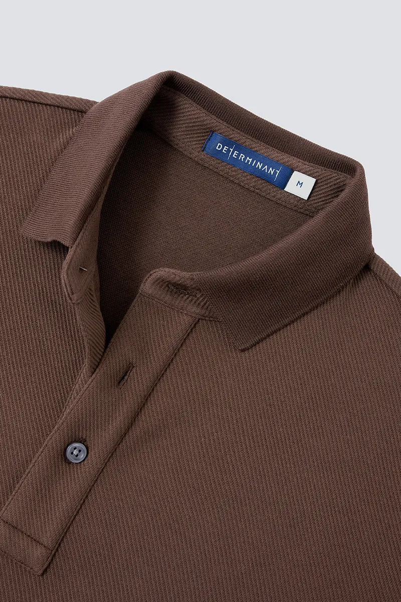 HeatGuard Jacquard Long Sleeve Polo  | Brown BRE054