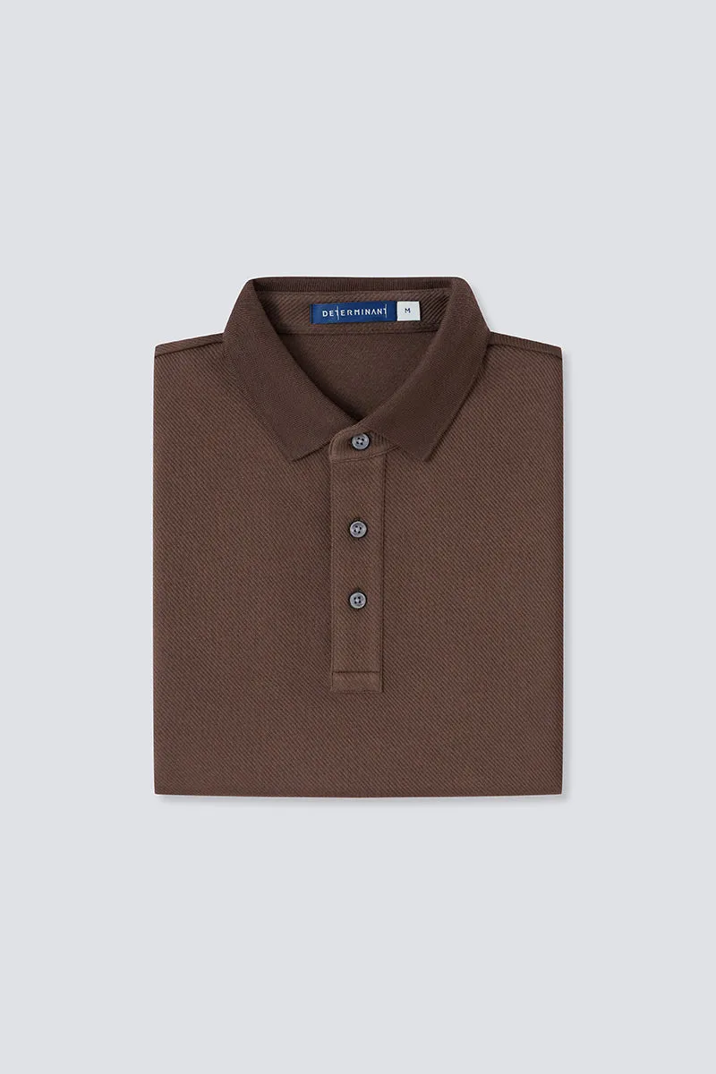 HeatGuard Jacquard Long Sleeve Polo  | Brown BRE054