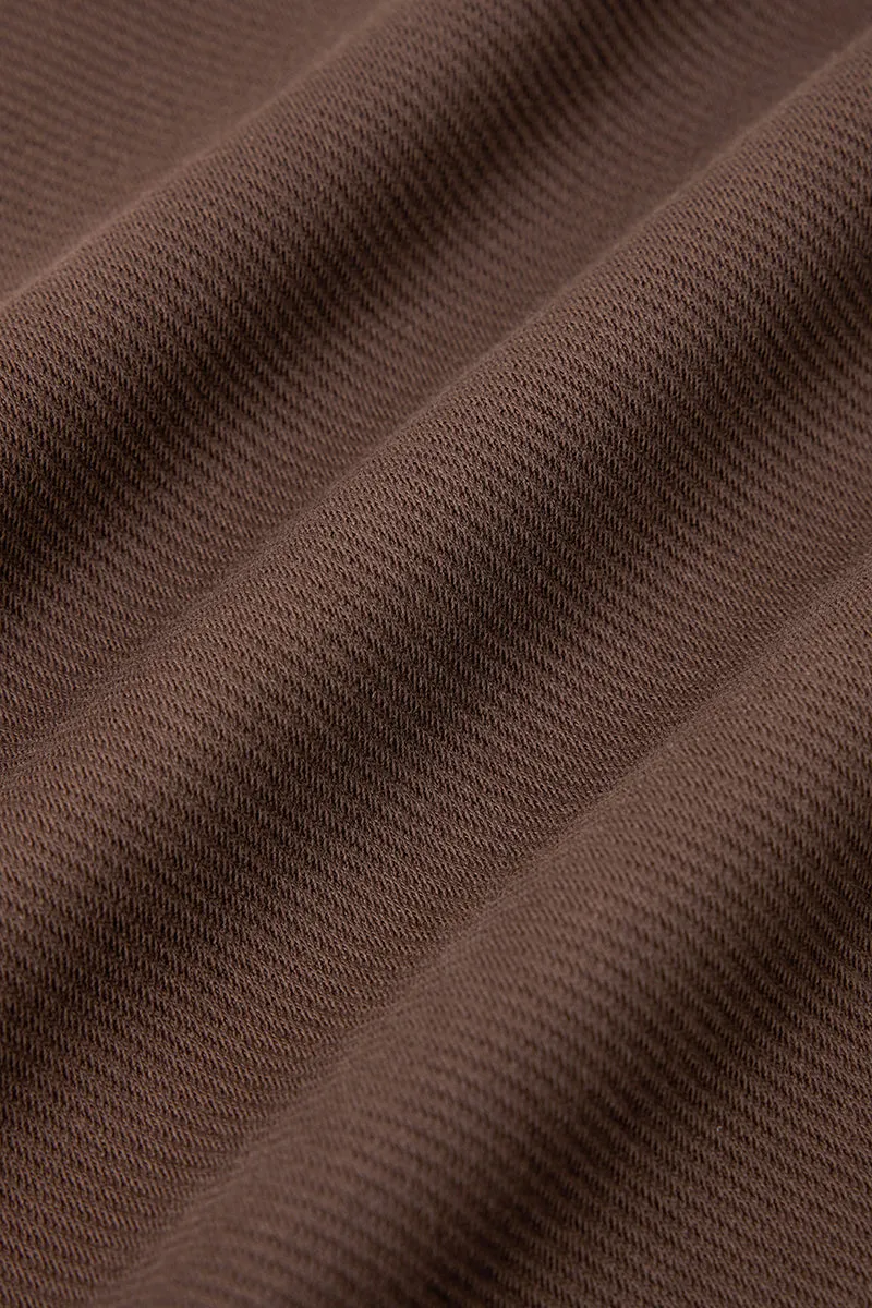 HeatGuard Jacquard Long Sleeve Polo  | Brown BRE054