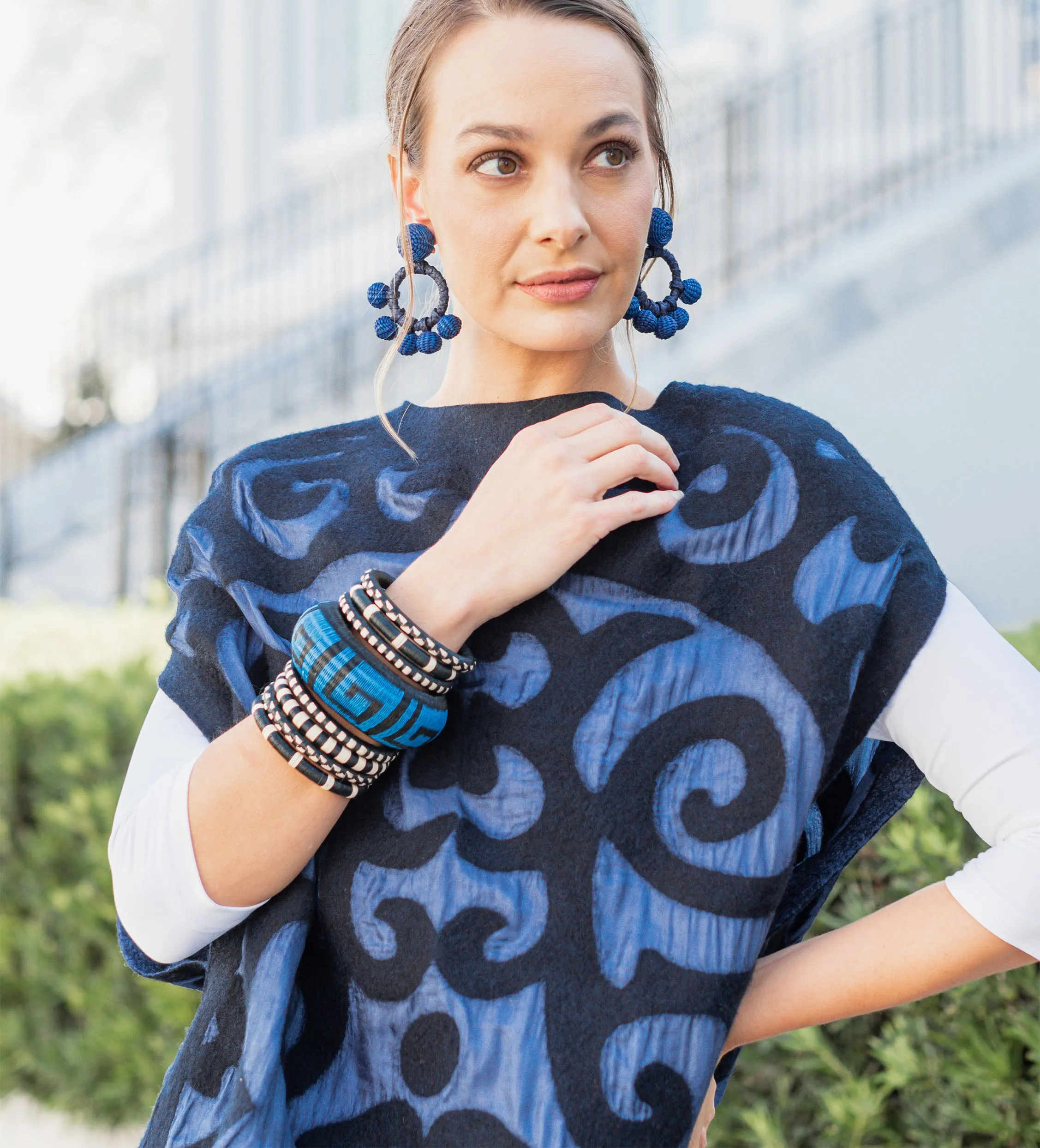 Kyrgyz Felted Tunic: Navy