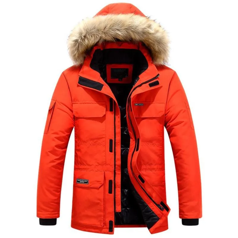 Mens Winter Jacket warm Thick Cotton Multi-pocket Hooded Jacket Male casual Fur Trim Coat men's Down jacket coat Plus size M-6XL