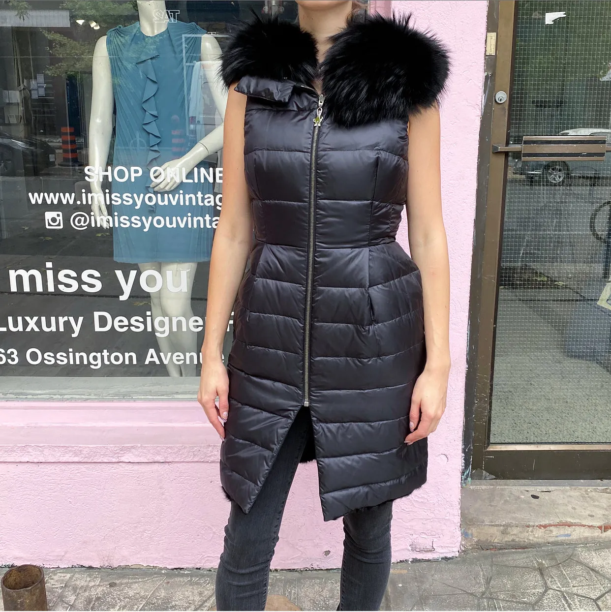 Moncler Gamme Rouge Lamb Fur and Nylon Reversible Sleeveless Coat - S