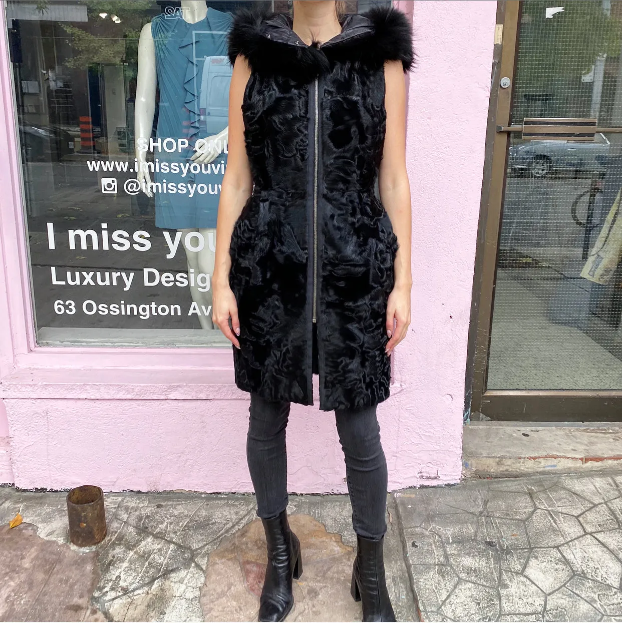 Moncler Gamme Rouge Lamb Fur and Nylon Reversible Sleeveless Coat - S