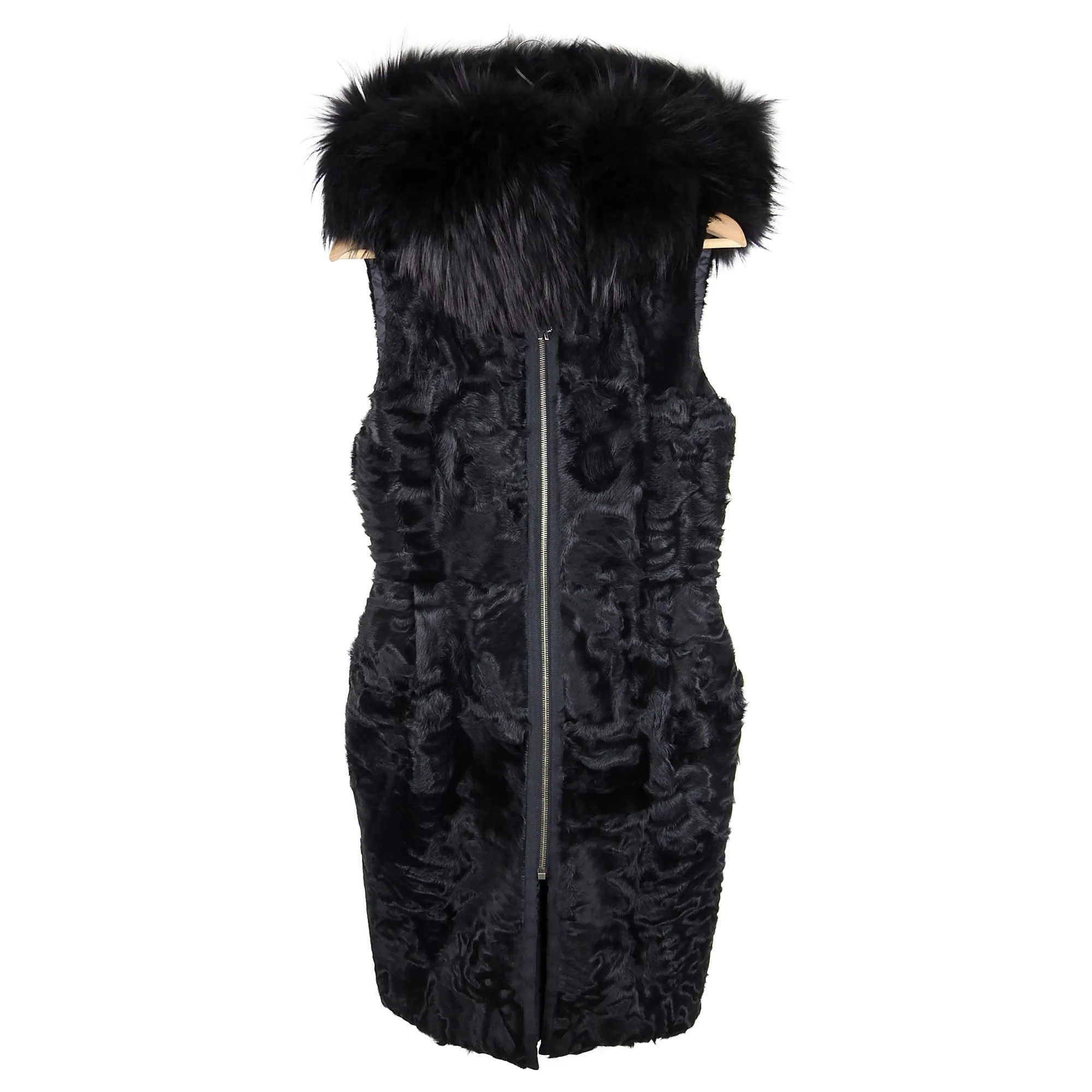 Moncler Gamme Rouge Lamb Fur and Nylon Reversible Sleeveless Coat - S