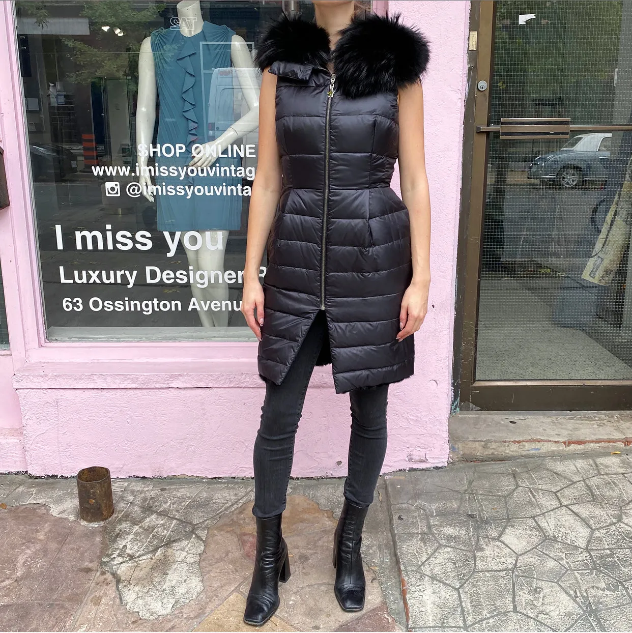 Moncler Gamme Rouge Lamb Fur and Nylon Reversible Sleeveless Coat - S