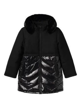 Name it Girls Black Hooded Winter Coat