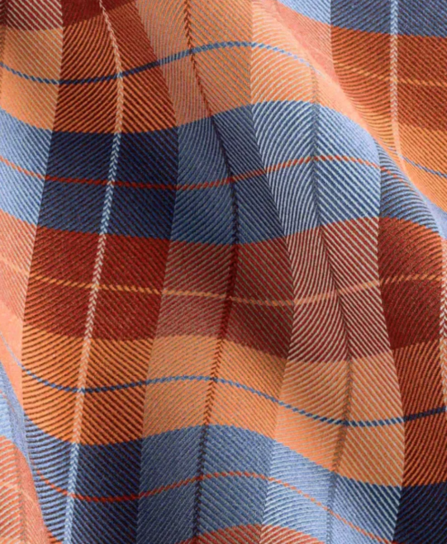 Pumpkin Herringbone Plaid Shirt | David Donahue