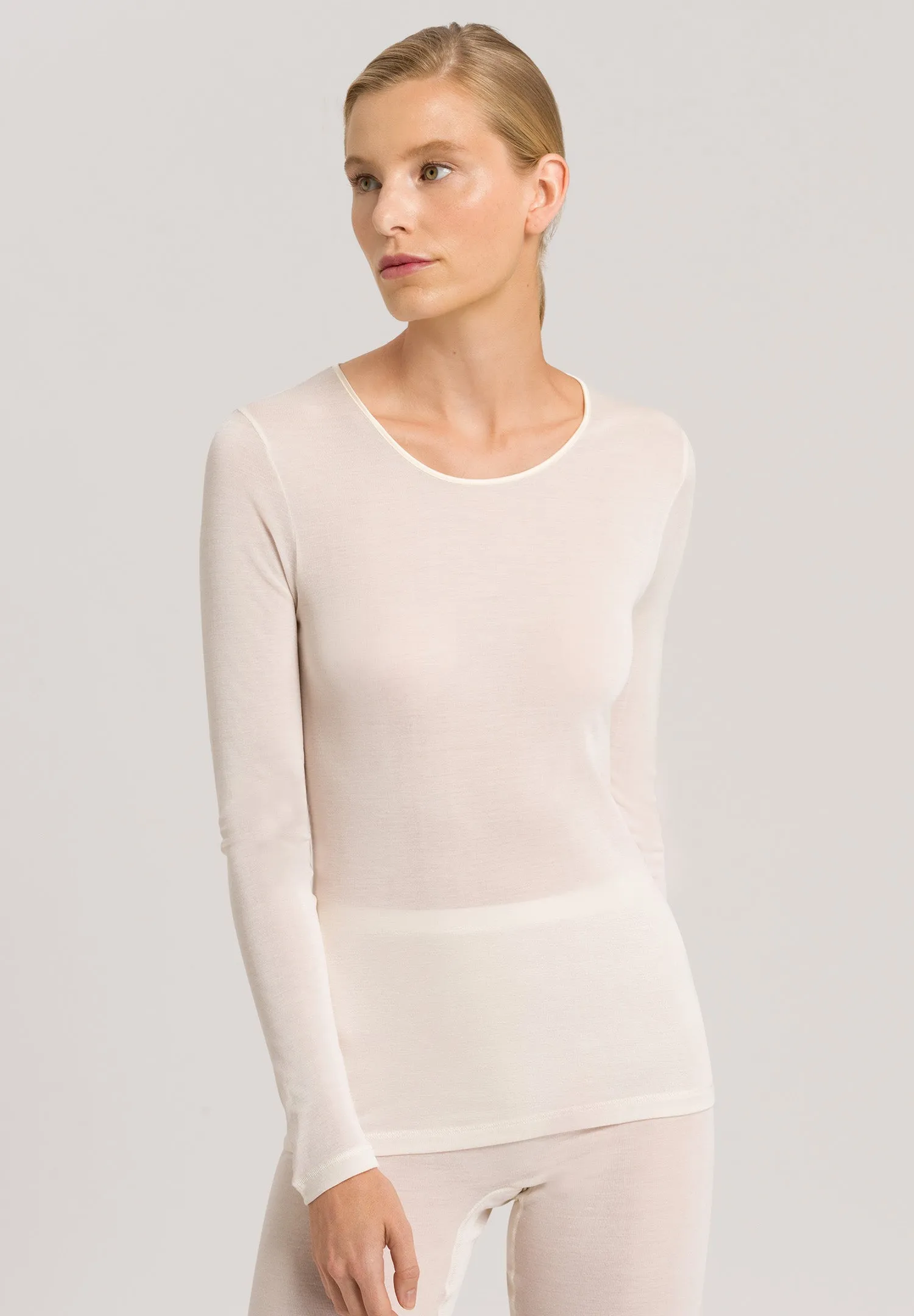 Pure Silk Fitted Silk Top | Pale Cream 71719-116