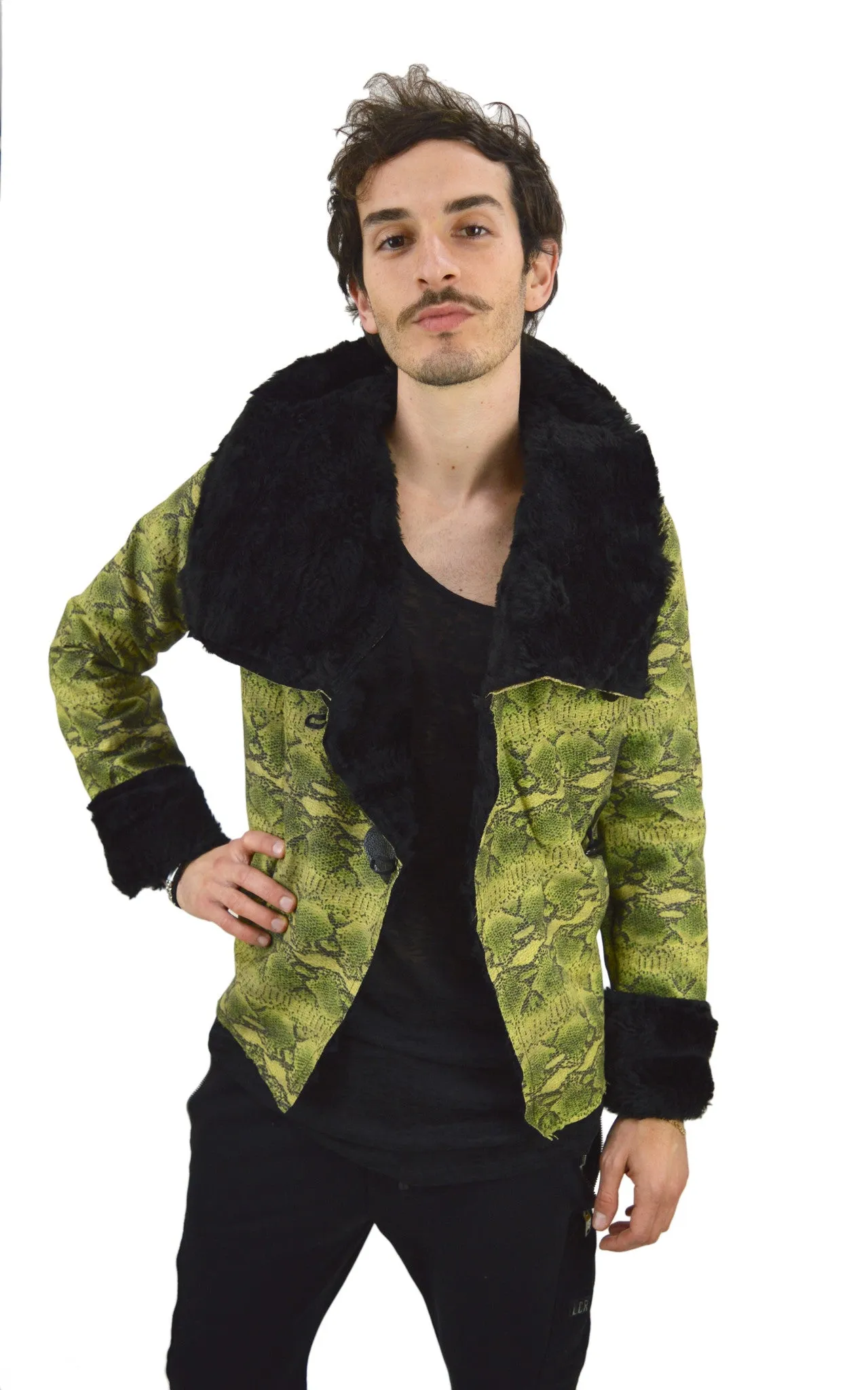 Snake Print Faux Fur Jacket