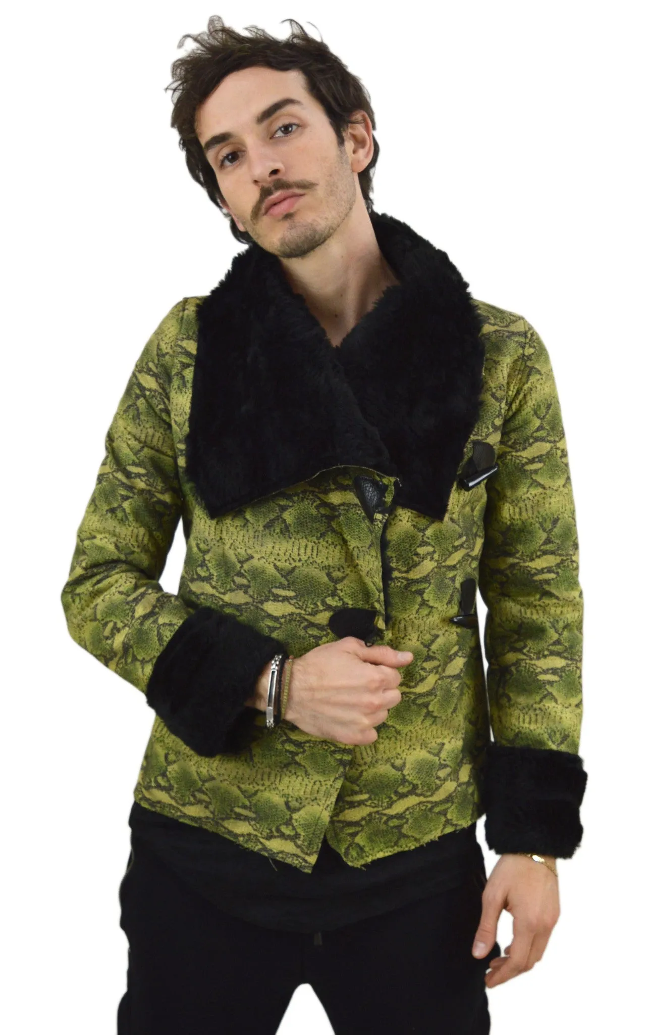 Snake Print Faux Fur Jacket