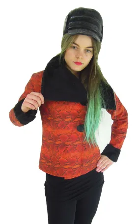 Snake Print Faux Fur Jacket