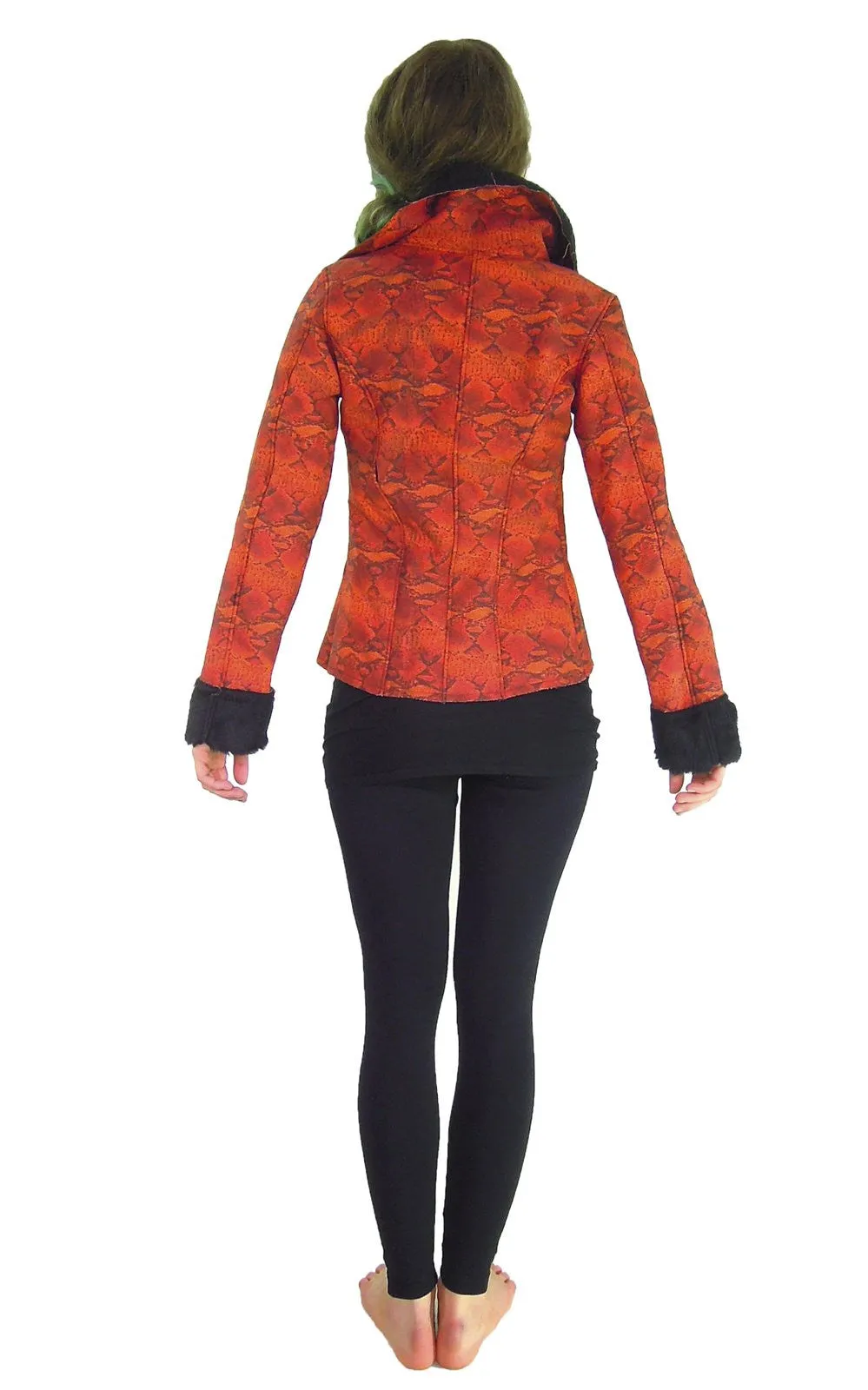 Snake Print Faux Fur Jacket