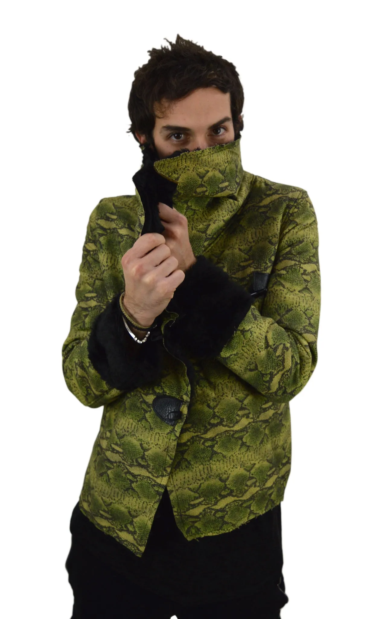 Snake Print Faux Fur Jacket