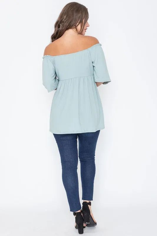 TEEK - Solid Square Neck Babydoll Tunic