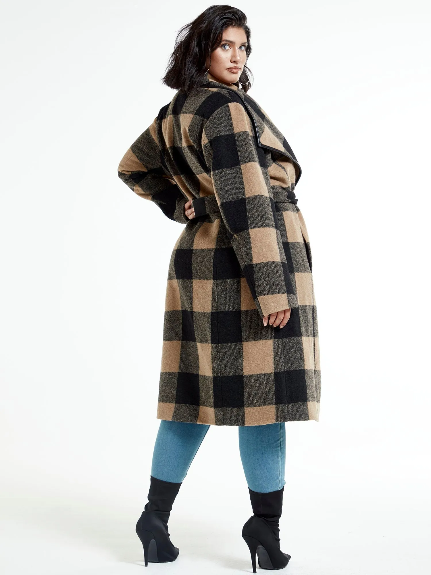 Tori Buffalo Plaid Longline Coat