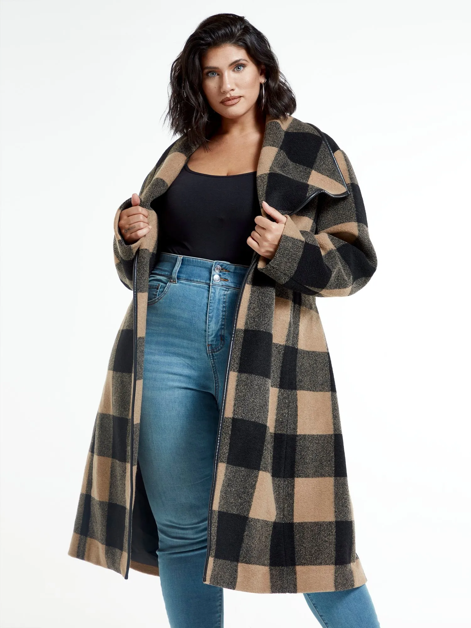 Tori Buffalo Plaid Longline Coat
