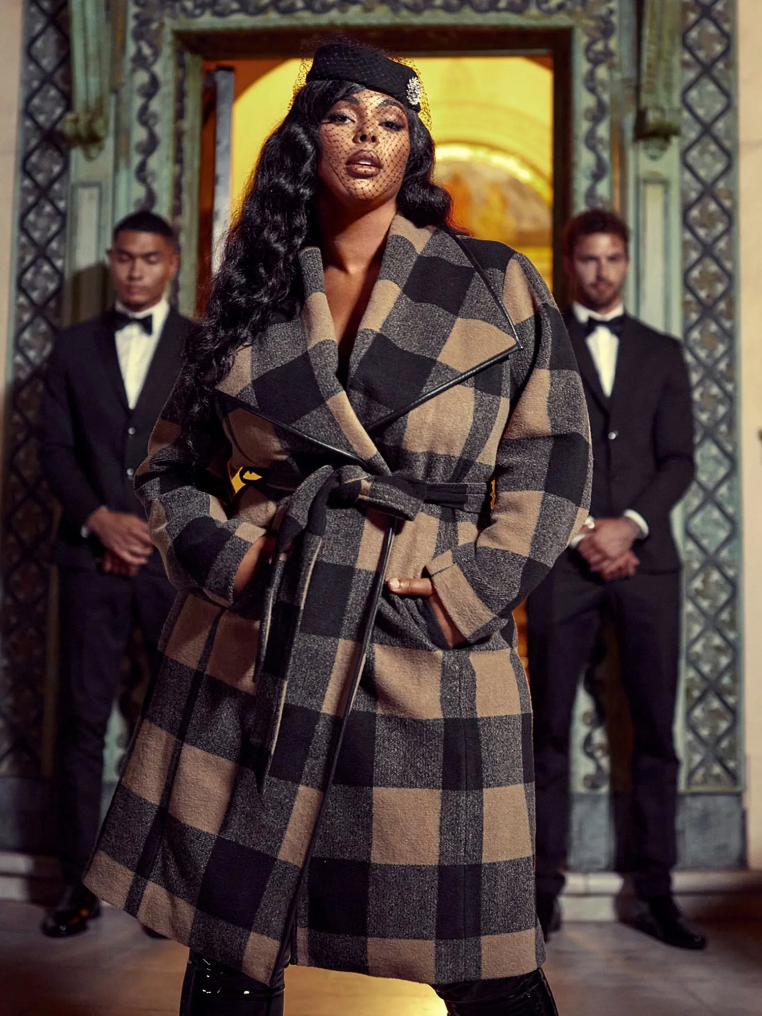 Tori Buffalo Plaid Longline Coat