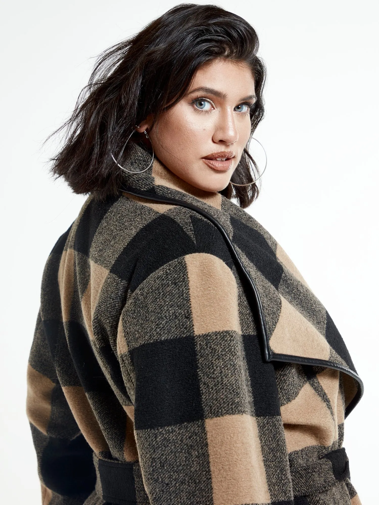 Tori Buffalo Plaid Longline Coat