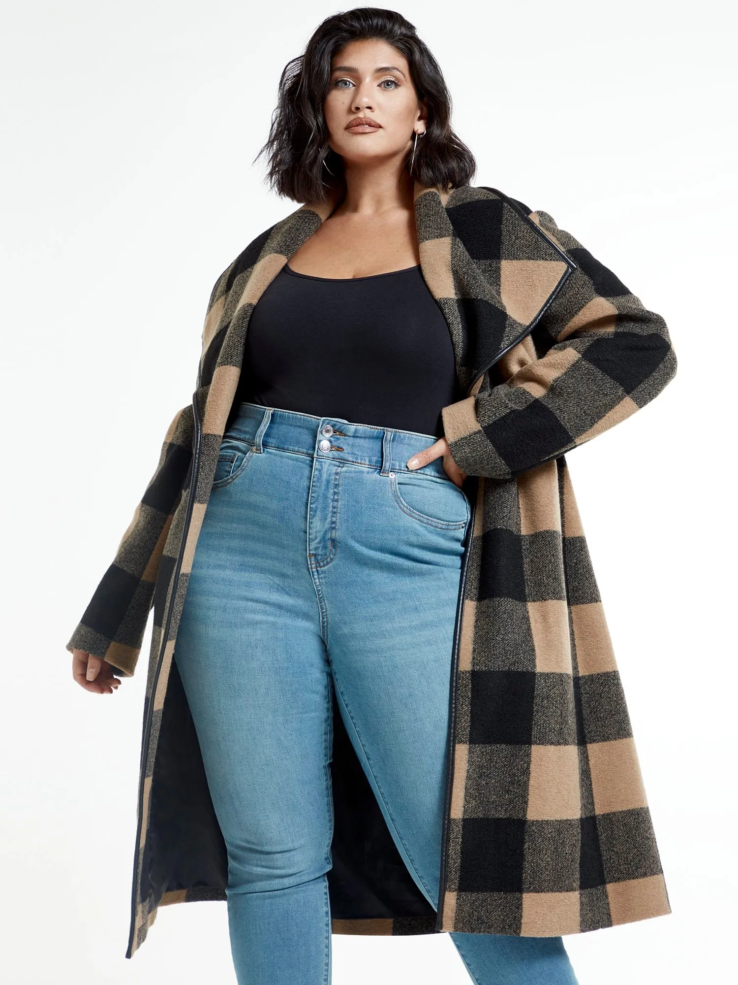 Tori Buffalo Plaid Longline Coat