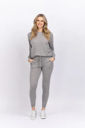 White   Warren Drawstring Cashmere Joggers Grey Heather