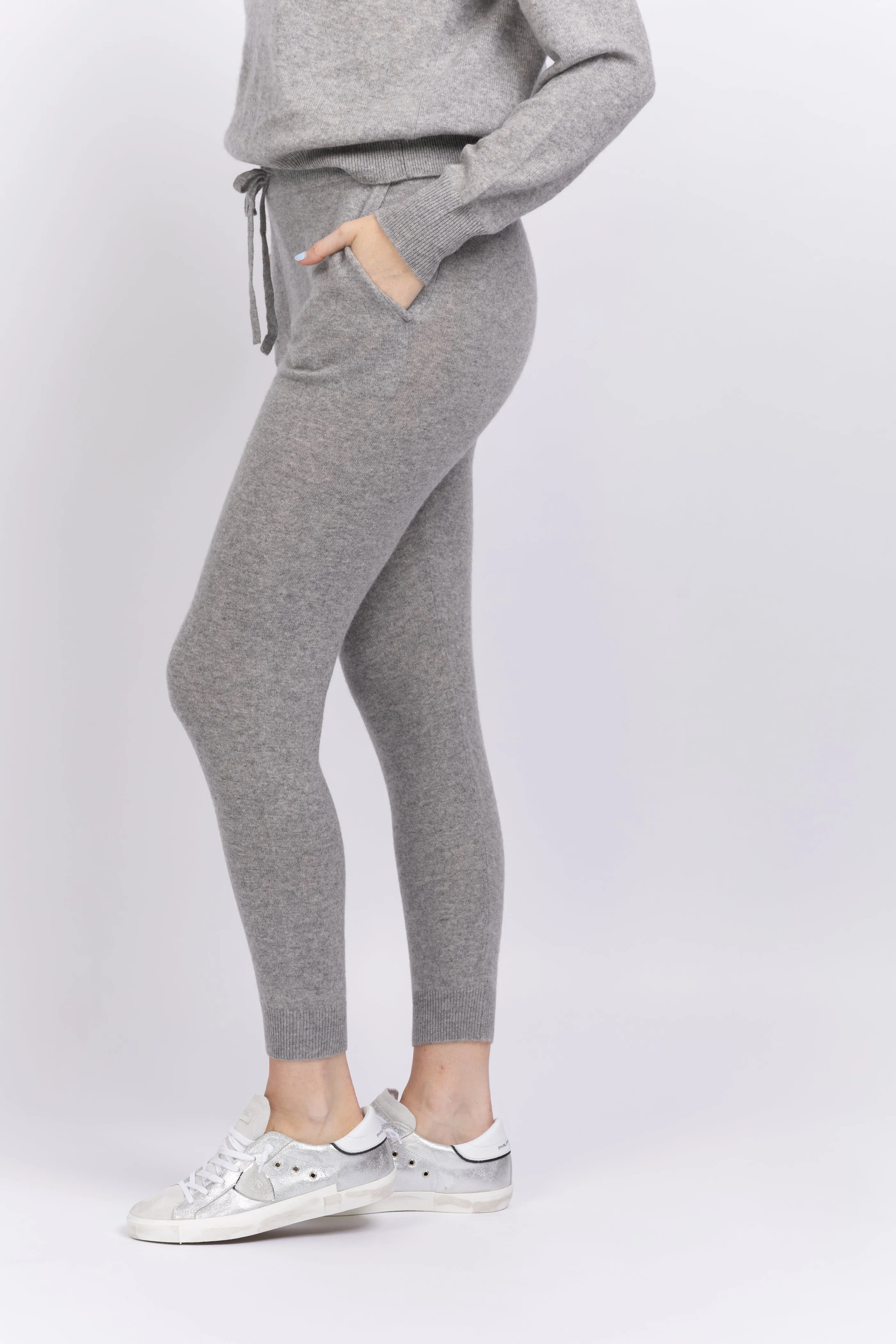 White   Warren Drawstring Cashmere Joggers Grey Heather