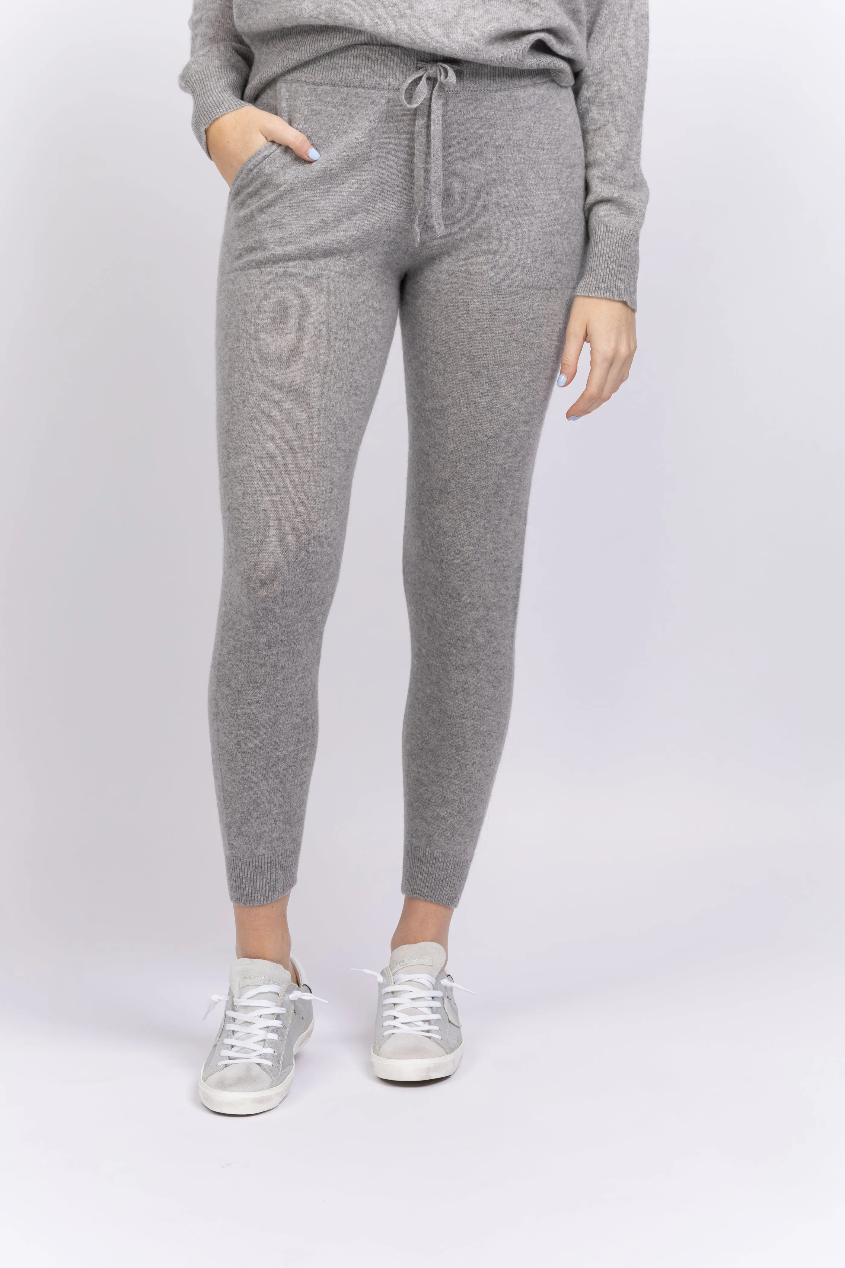 White   Warren Drawstring Cashmere Joggers Grey Heather