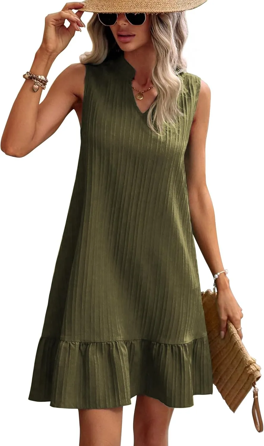 Zeagoo Summer Dress Women's Sleeveless V-Neck T-Shirt (DE Only)