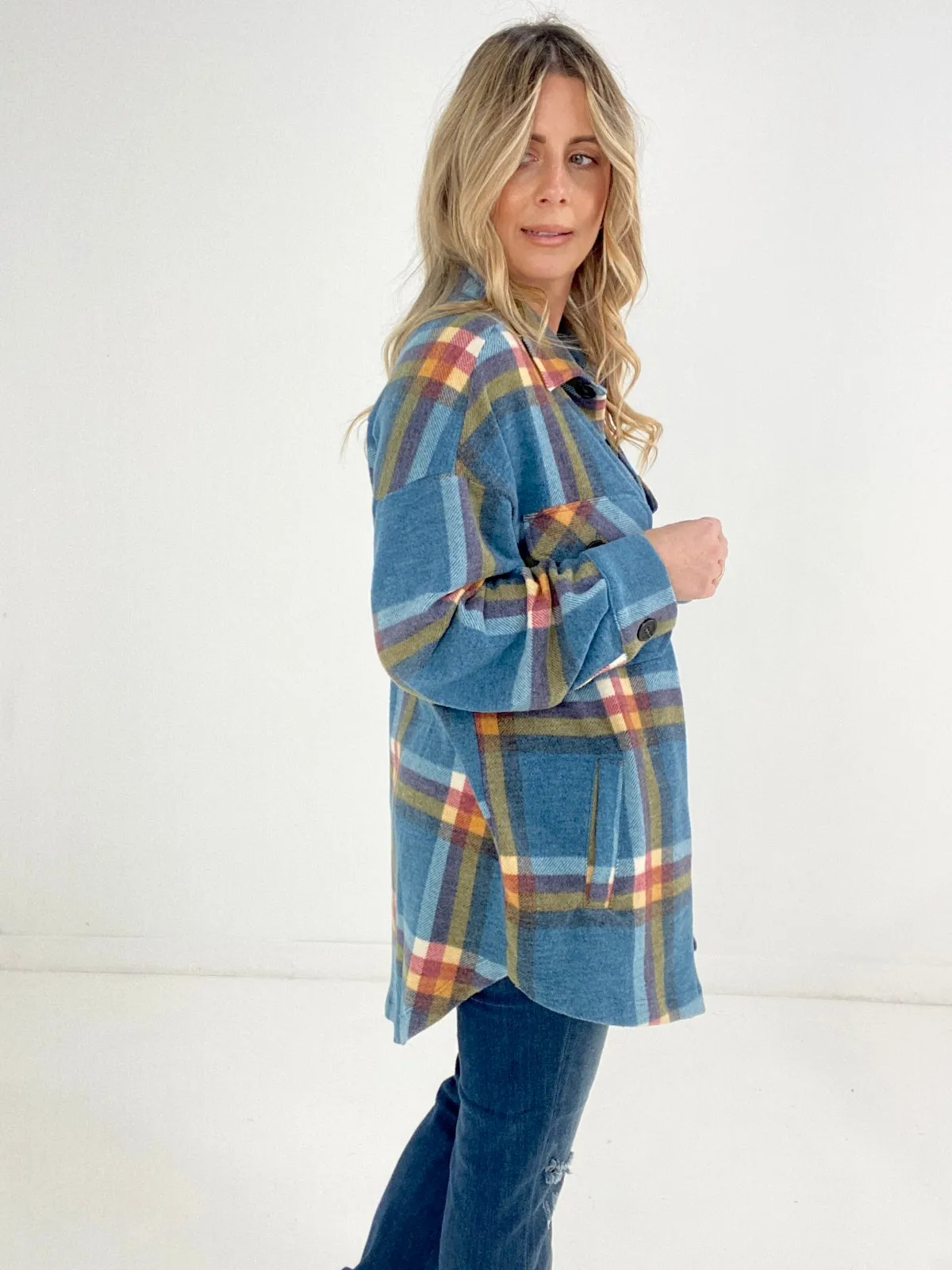 Zenana Full Size Oversize Plaid Shacket with Pockets